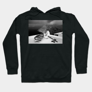 Boat on the roof - Santorini island Hoodie